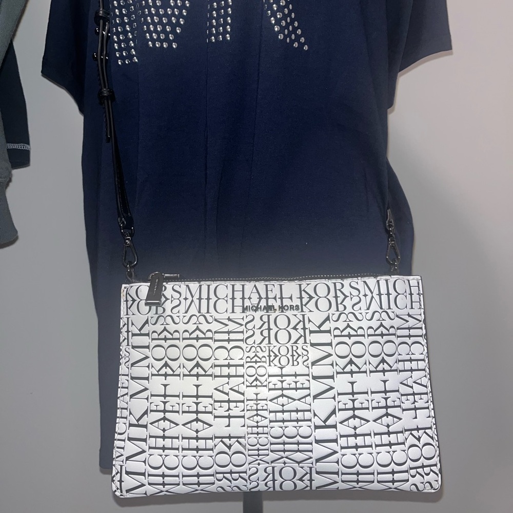 Michael Kors Adele Newsprint Logo Crossbody